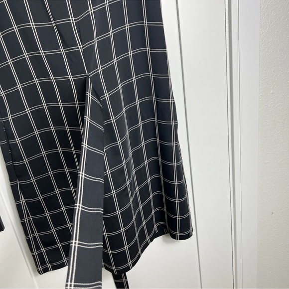 Loft Sleeveless Window Pane Shift Dress Tie Waist Black White Cap Sleeve Size 6 - Picture 4 of 9